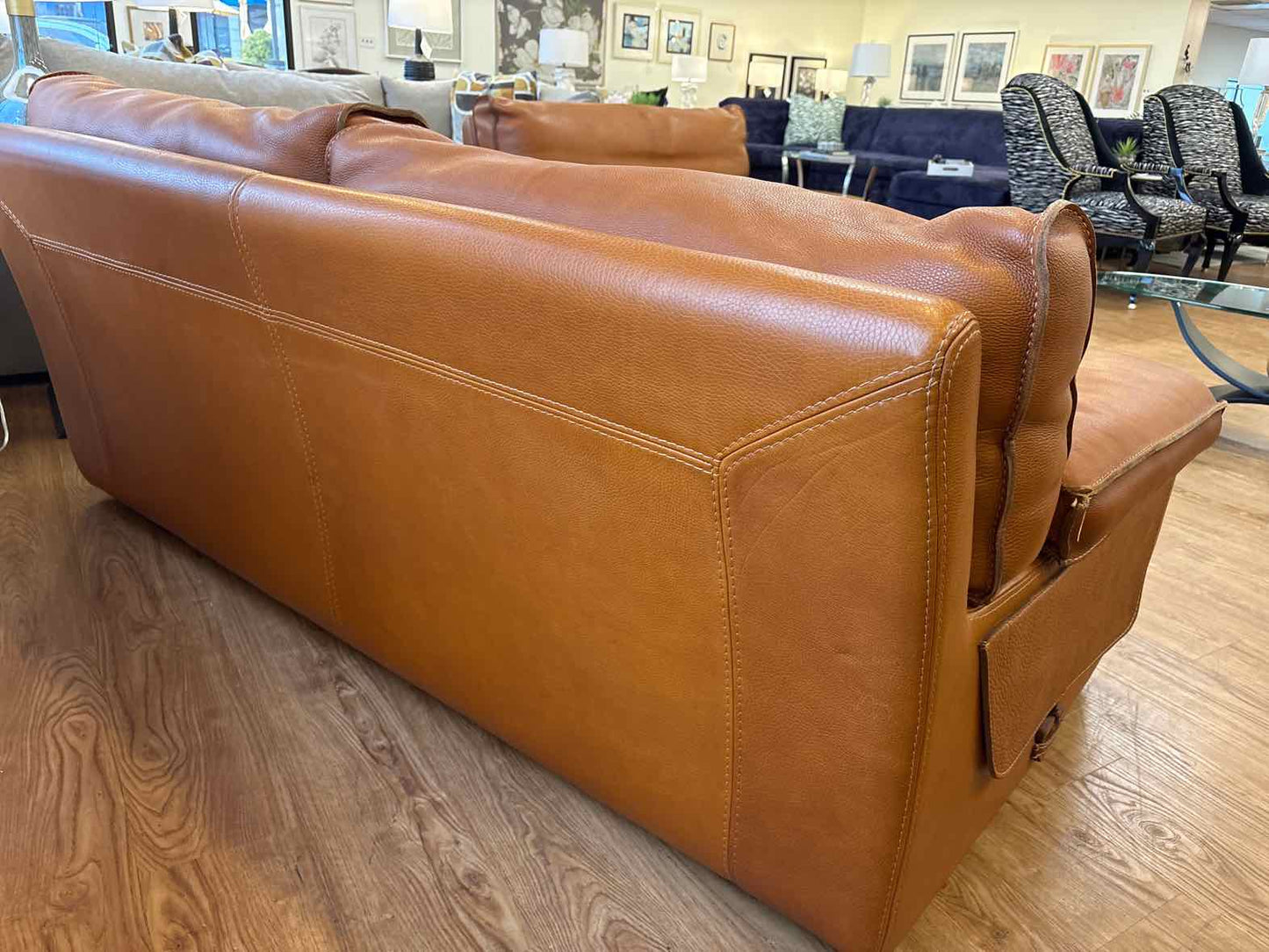 Roche Bobois 'Ascot' Cognac Leather Sofa