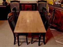 Maple Top Distressed  Black Finish Turned Legs Dining Table & 6 Chairs