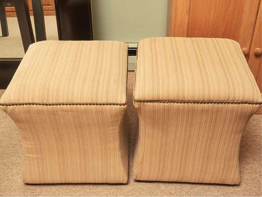 Pair of Contemporary Ottomans with Brass Nailnead Trim