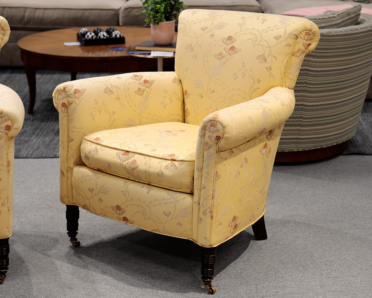 Pair of Yellow Floral Cisco Arm Chairs