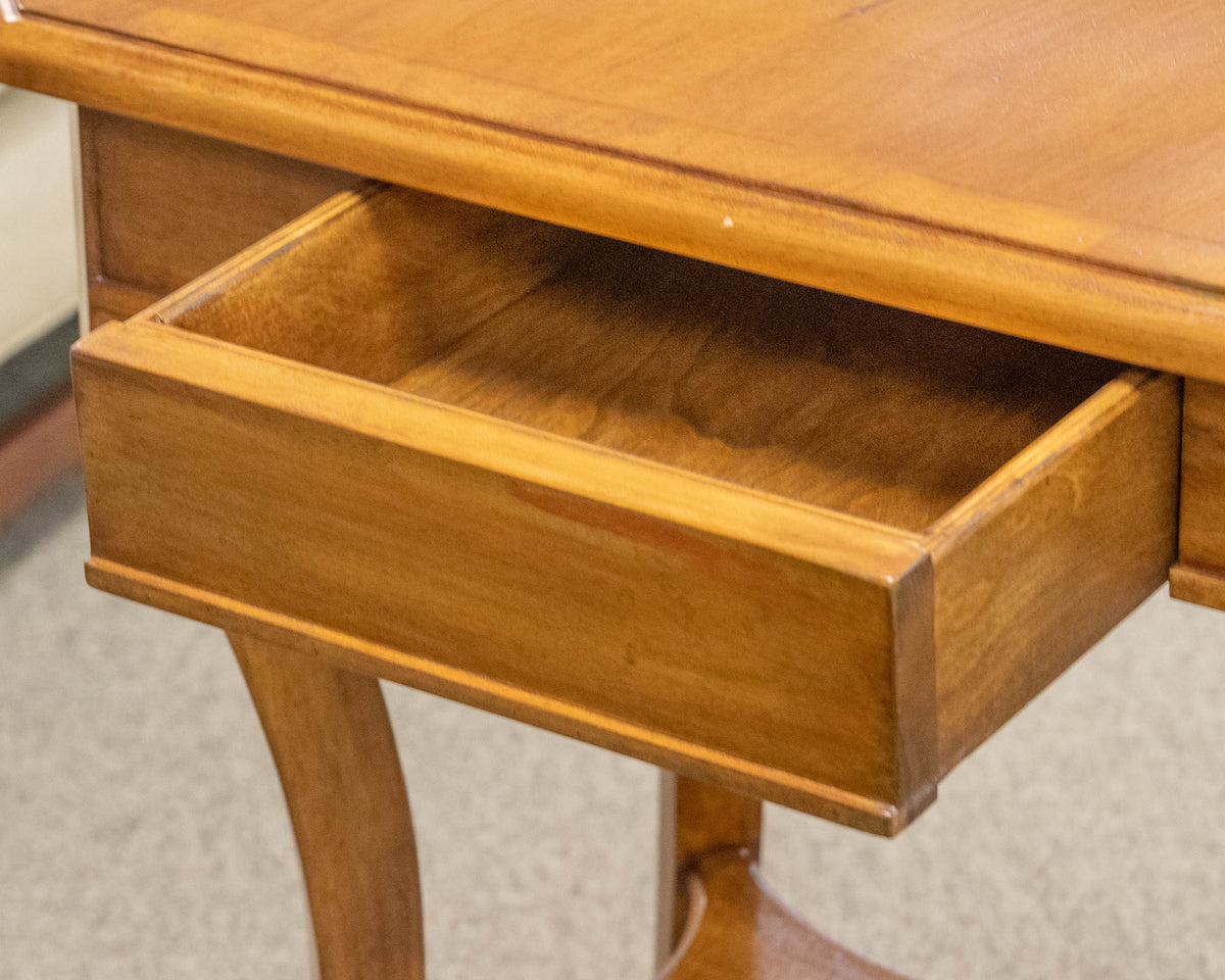 Pair of French Side Tables in Lacquered Cherry with Curved Legs