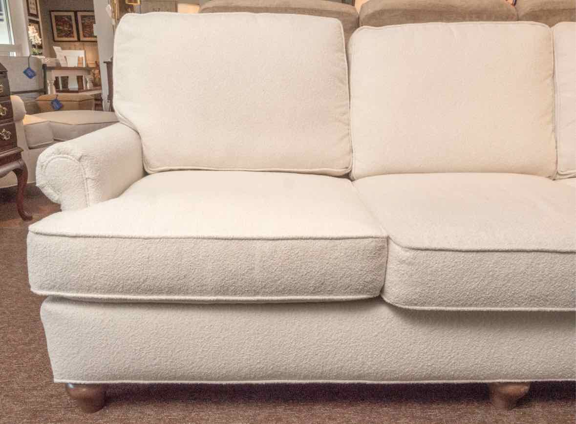 Basset White Boucle Upholstered 3 Cushion Sofa
