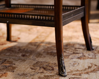 Mahogany Traditional Accent Side Table With Metal Trim