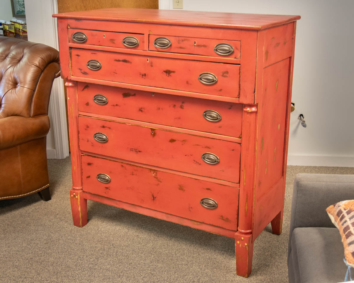 Antique Federal Chest in Barn Door Red Finish