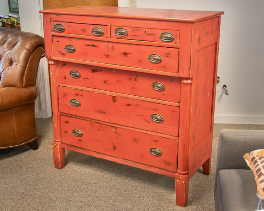 Antique Federal Chest in Barn Door Red Finish
