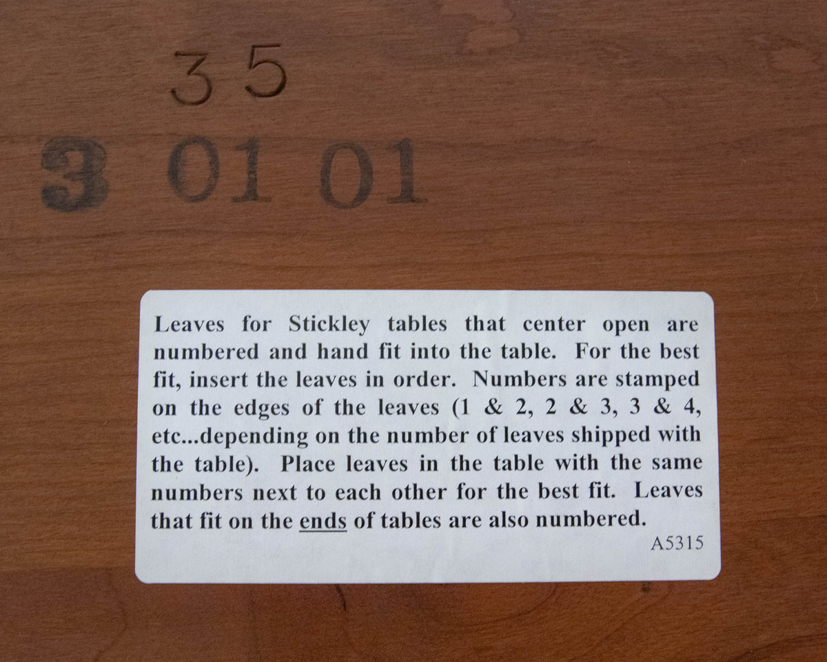 Stickley Mission Drawtop Dining Table in Cherry & Set of 6 Bayonne Dining Chairs