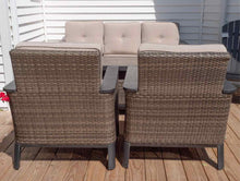 Resin Wicker 3 Cushion Sofa, 2 Chairs, Coffee Table ,2 Ottomans Outdoor Set