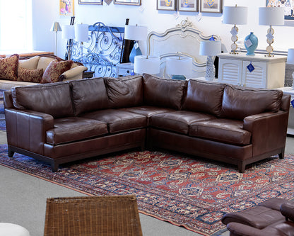 Ethan Allen Brown Leather 3-Piece Sectional