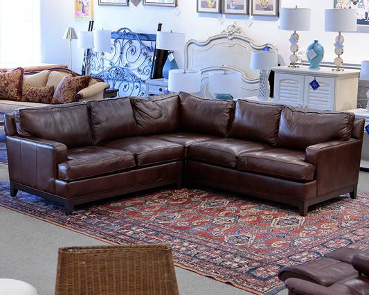 Ethan Allen Brown Leather 3-Piece Sectional