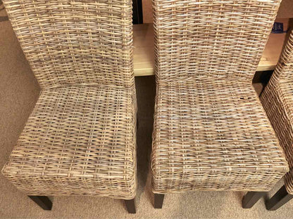Set of 4 'Pier 1 Imports' Wicker  Dining Chairs with Espresso Finish Legs