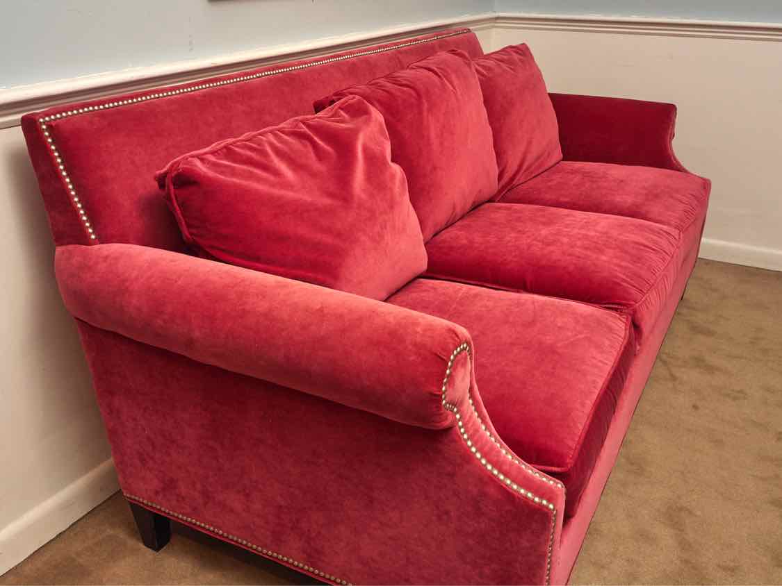 Jordan's Performance Velvet 'Raspberry' 3 Down Filled Cushion Sofa