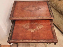 Leather Top Iron Legs Nesting Accent Tables