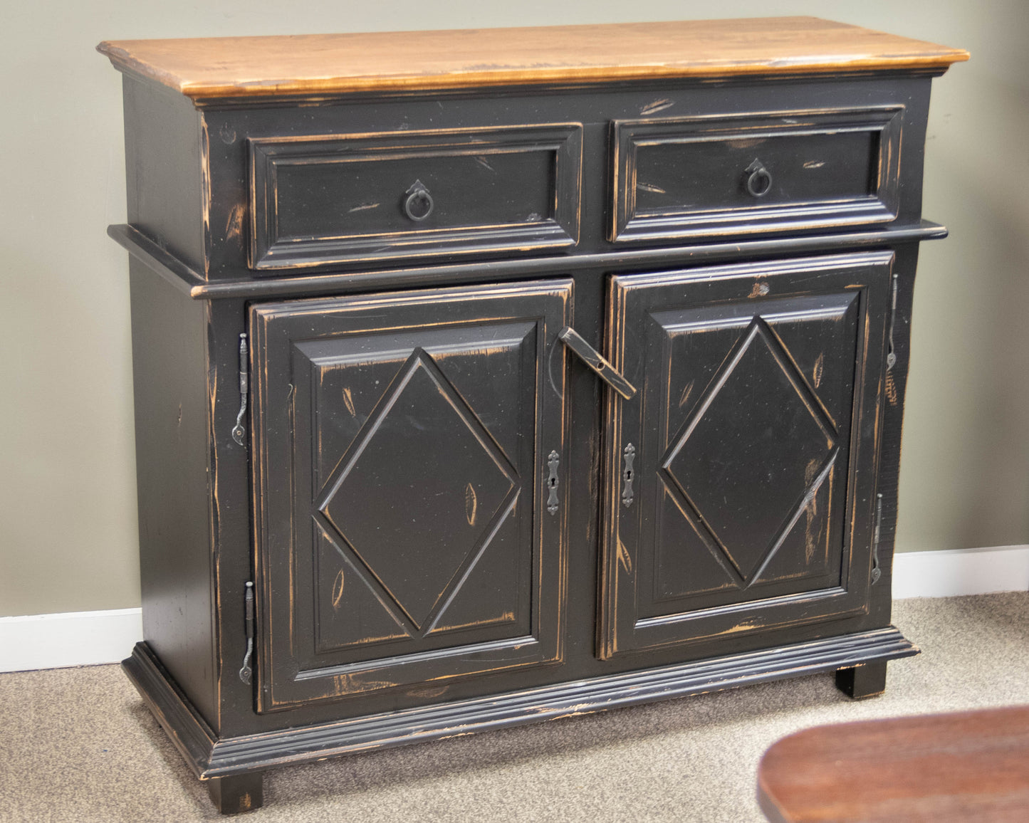 Canadel Distressed Maple Top Sideboard with Handrubbed  Black finish