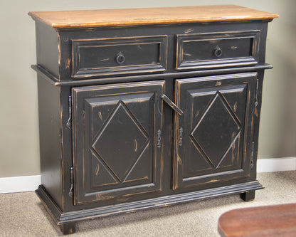 Canadel Distressed Maple Top Sideboard with Handrubbed  Black finish