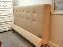 Full  Sand Color Upholstered Button Tufted Bed