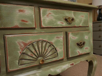Apple Green Distressed Finish Lowboy Chest