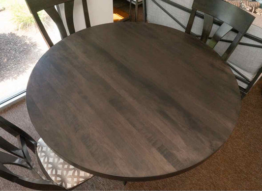 Saloom Espresso Finish Round Table With Crossed Legs  &  4 Chairs