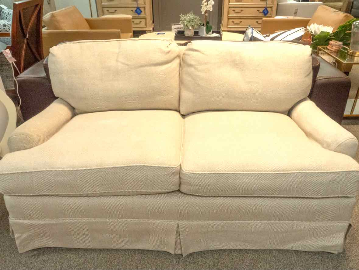 Custom Two Cushion English Roll Arm Loveseat