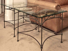 Set Of Glass Top Black Metal Base Cocktail Table & Pair Of Side Tables