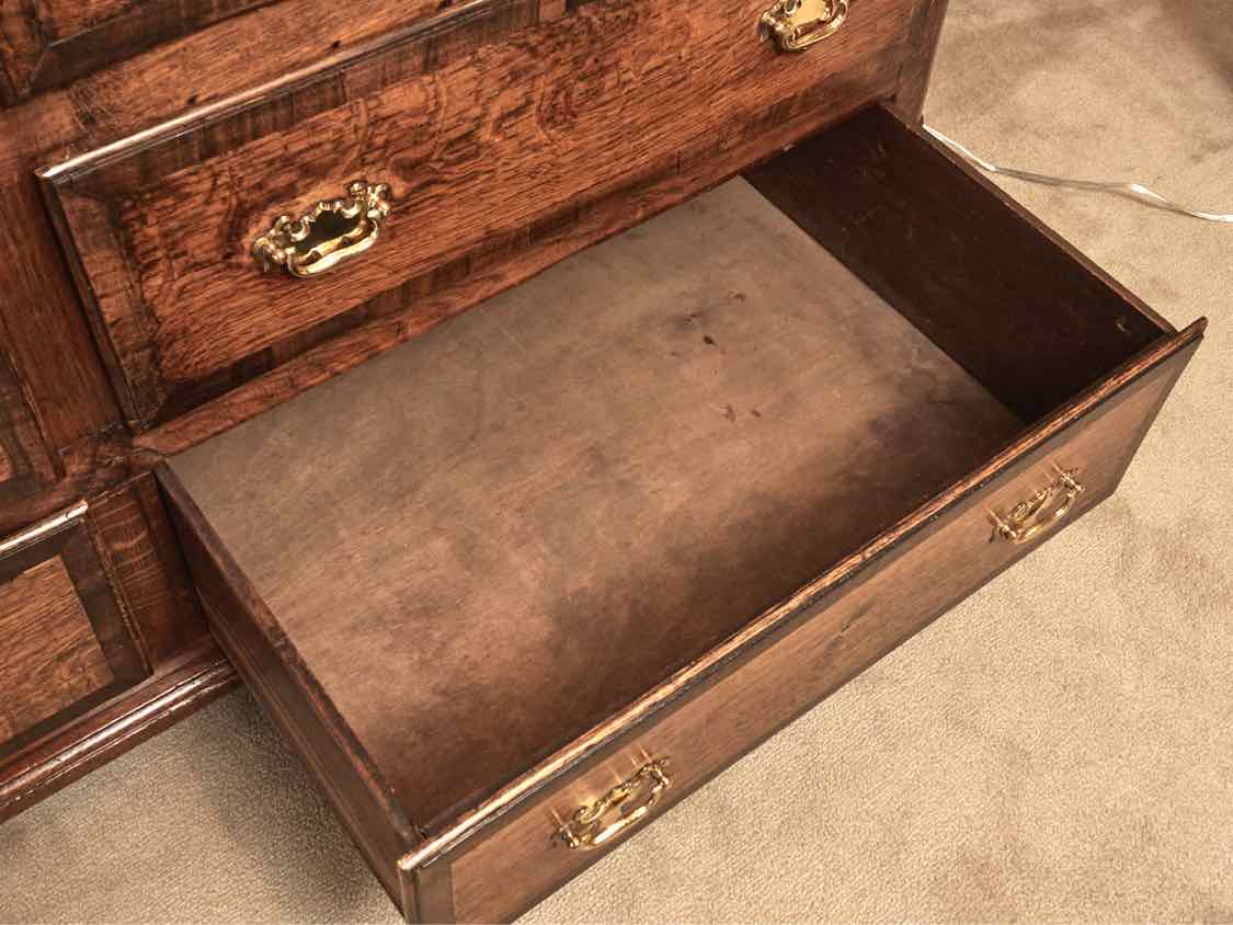 English Antique Walnut 6 Drawer Solid Brass Handles  Chest
