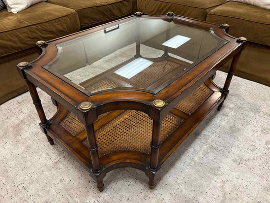 Cut Corner Glass Top Cocktail Table