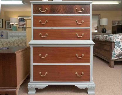 Mahogany 3 Over 2 'Ice Blue' Finish Chest