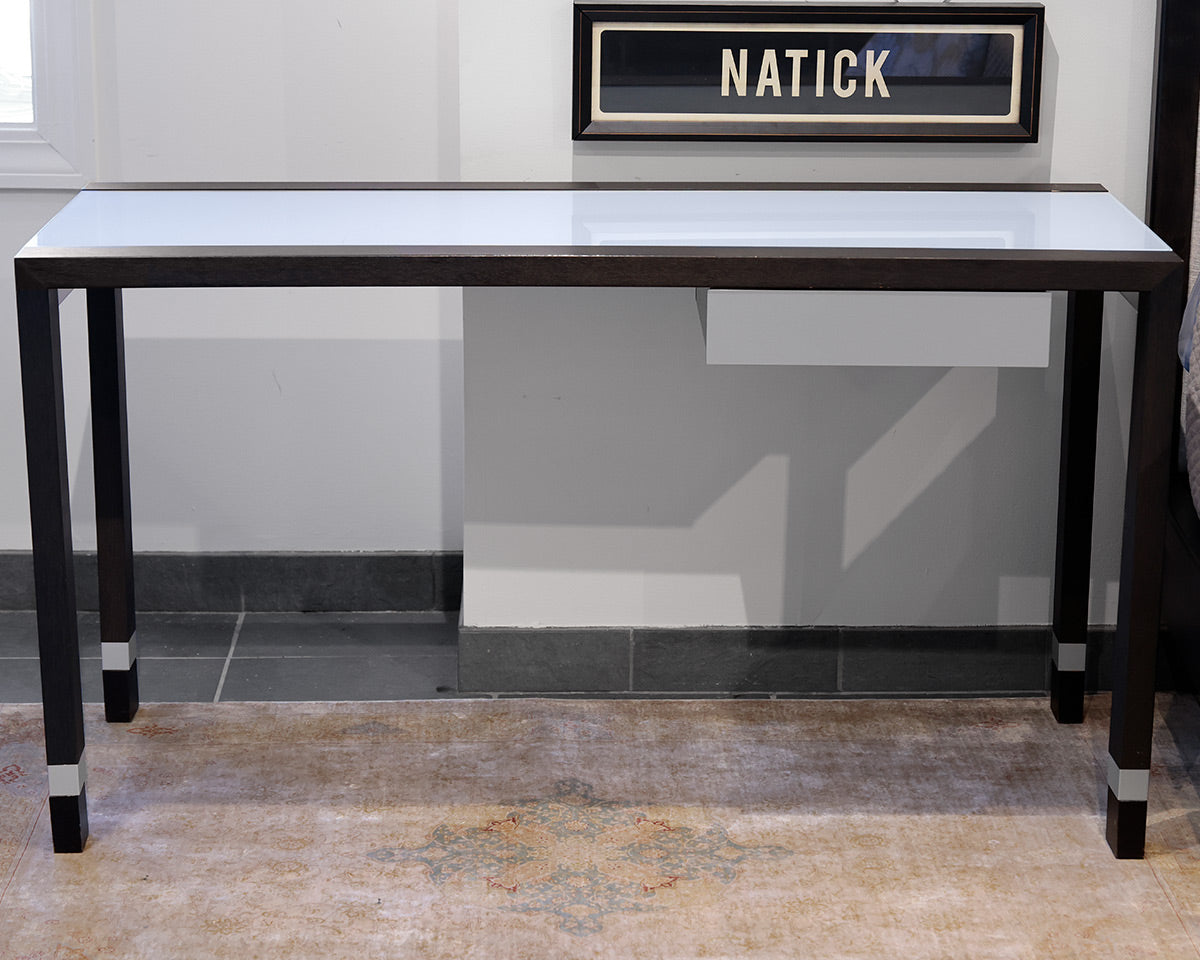 Ligne Roset Lumeo Desk in Wood, Frosted Glass and Steel