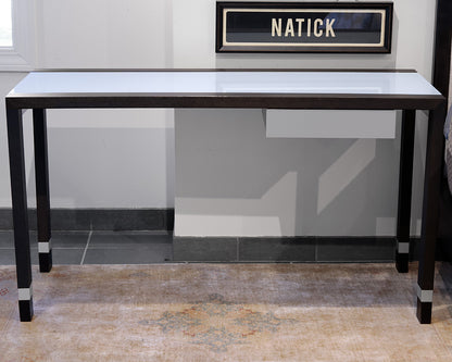 Ligne Roset Lumeo Desk in Wood, Frosted Glass and Steel