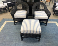 Serena & Lily Pair of 'Kiawah' Chairs W/ Ottoman