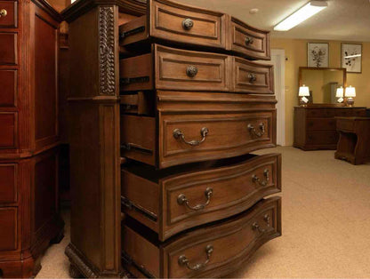 Espesso Finish 5 Drawer 1 Secret Drawer&  Flip Top Mirror Chest