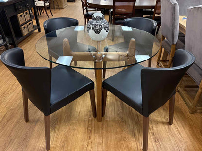 Crate & Barrel 'Tate' Glass Top Dining Table