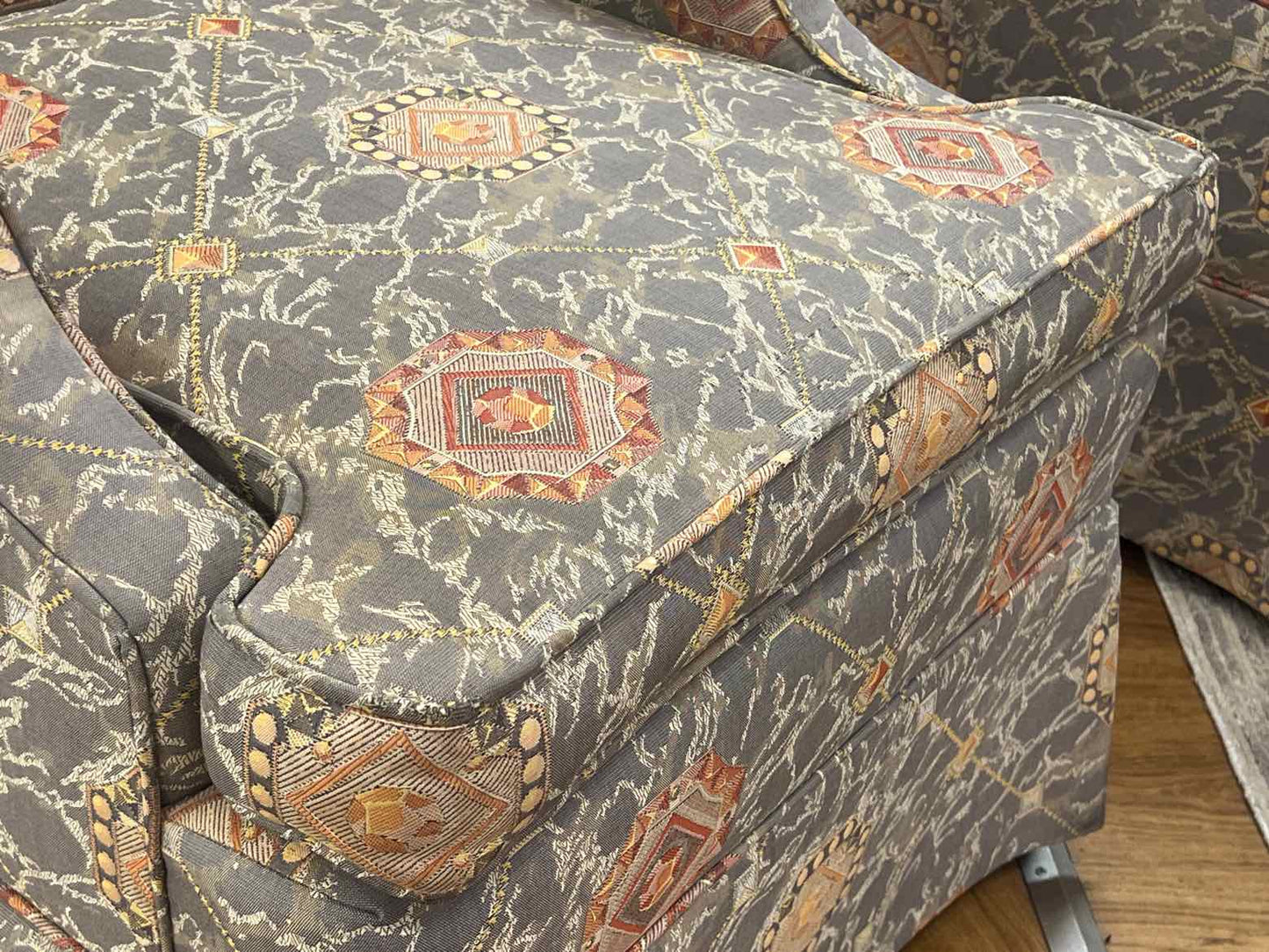 Pair of Transitional Arm Chairs w/ Ottoman