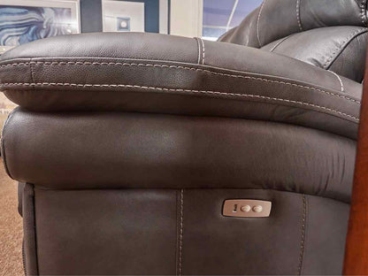 Grey Leather 2 Chair Power Recliner