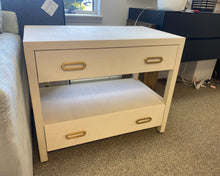 Pair of Mitchell GoldGrass Cloth Nightstands in White Finish