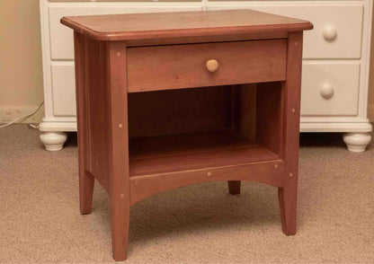 Pair Of Pompanoosuc Mills Natural Cherry 1 Drawer & Shelf  Nightstands