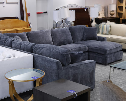 Boston Interiors Steel Blue 3-Piece Sectional with RAF Chaise