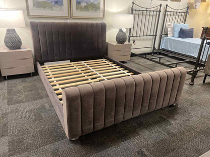 CB2 Grey Upholstered Queen Bed