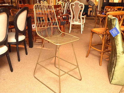 Pair Of Bronzed Metal Wire Counter Stools