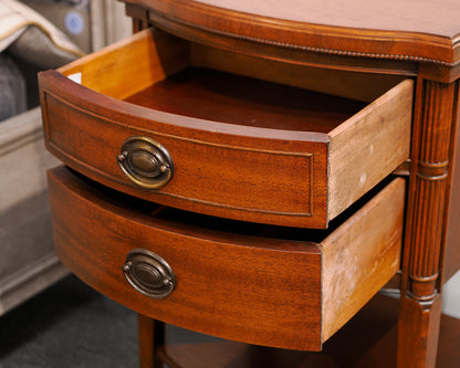 Mahogany 2-drawer Bowfront Nightstand with Brass Edwardian Pulls