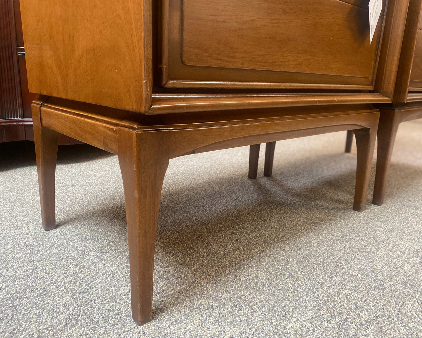Pair of Red Lion Solid Mahogany MCM Style Nightstands