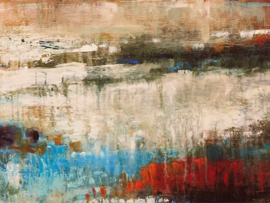 Living Color II Oil Print On Canvas Black & Silver Bead Frame
