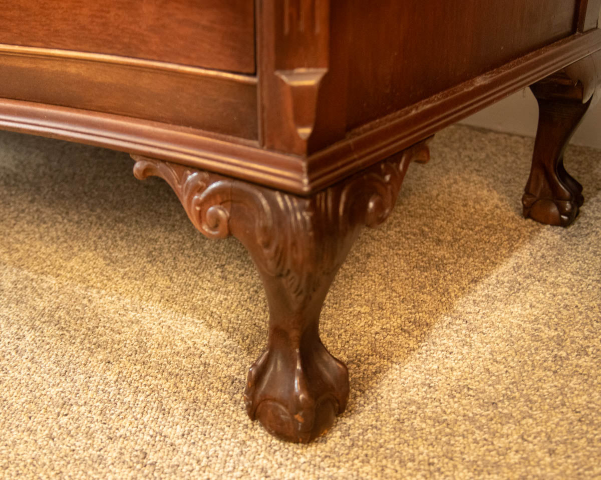 Mahogany 3 Drawer Dresser with Carving & Ball & Claw feet