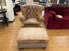 Ralph Lauren 'Writer's' Leather Arm Chair & Ottoman