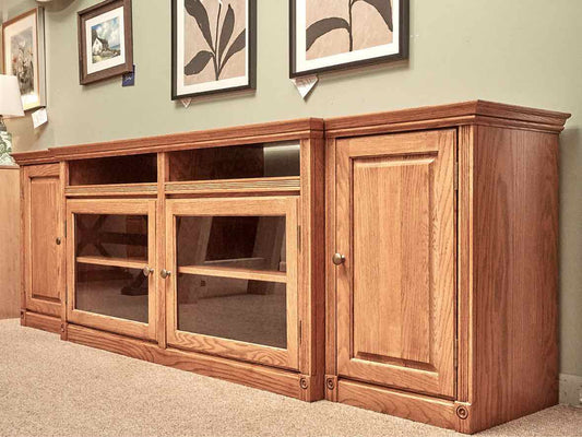 Unfinished Business Oak 3 Piece Media Console Furniture