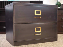 RH Metal 2 Drawer  File Cabinet with Brass Hardware