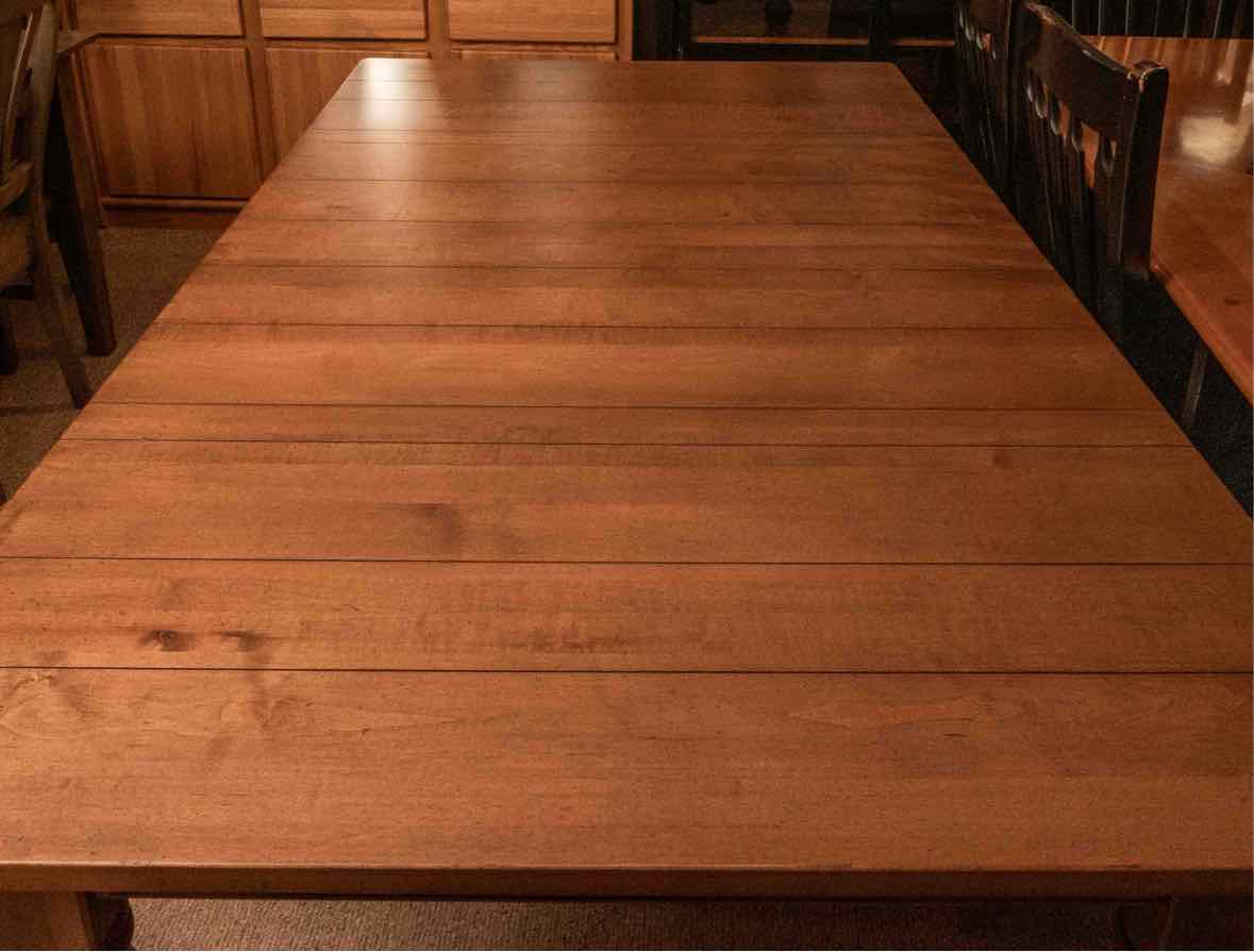 Ethan Allen Ash  Farmer's Plank Top Turned Legs  Dining Table