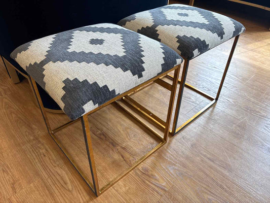 Pair of Antique Gold Frame Ottomans
