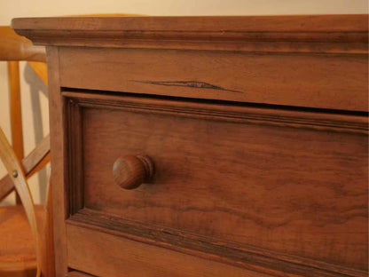 Pine 6 Drawer Dresser with Wood Knobs