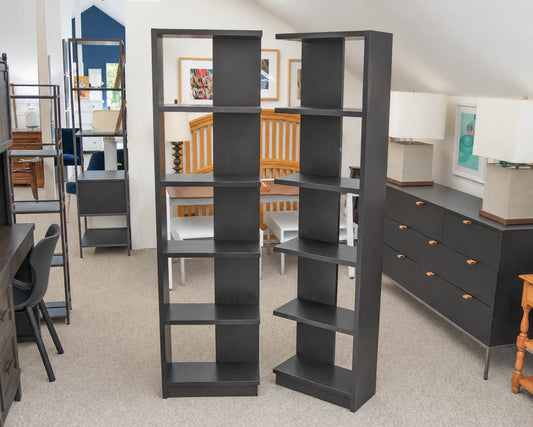 Pair of Espresso Finish Adjoining Bookcases
