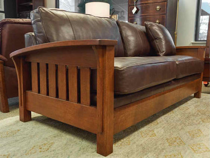 Stickley 'Orchard Street' Mission Sofa in Colman Boot  Brown Leather